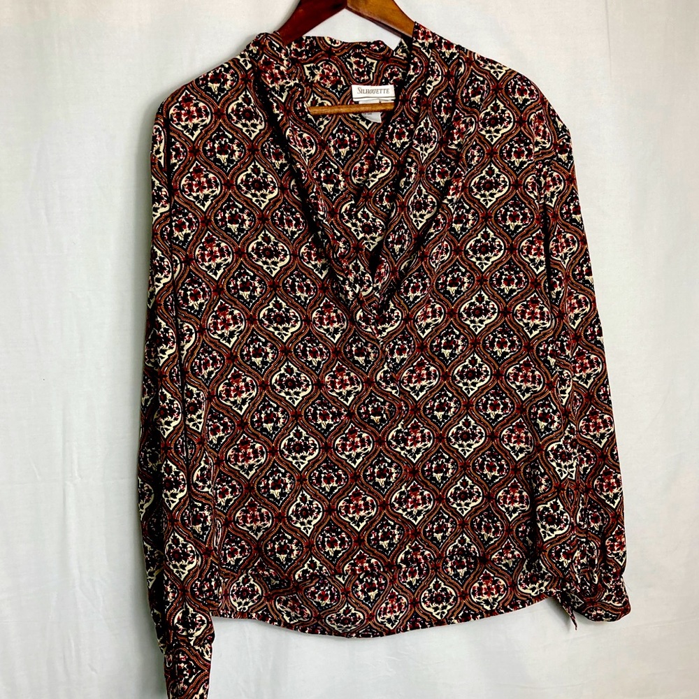 Groovy Vintage Colorful Printed Blouse